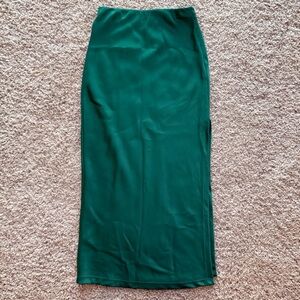 Urban Outfitters Satin Midi Slip Skirt Kelly Green Side Slit - Size XS